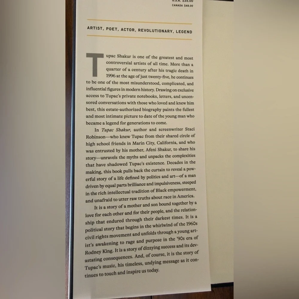 Tupac Shakur: The Authorized Biography Staci Robinson Hardcover‎ Book